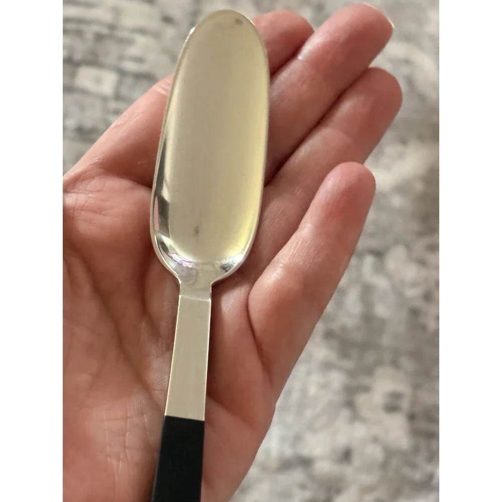 Vintage LUNT Contrast Sterling Silver.Ebony Serving Spoon,Seafood Spoon & Knives